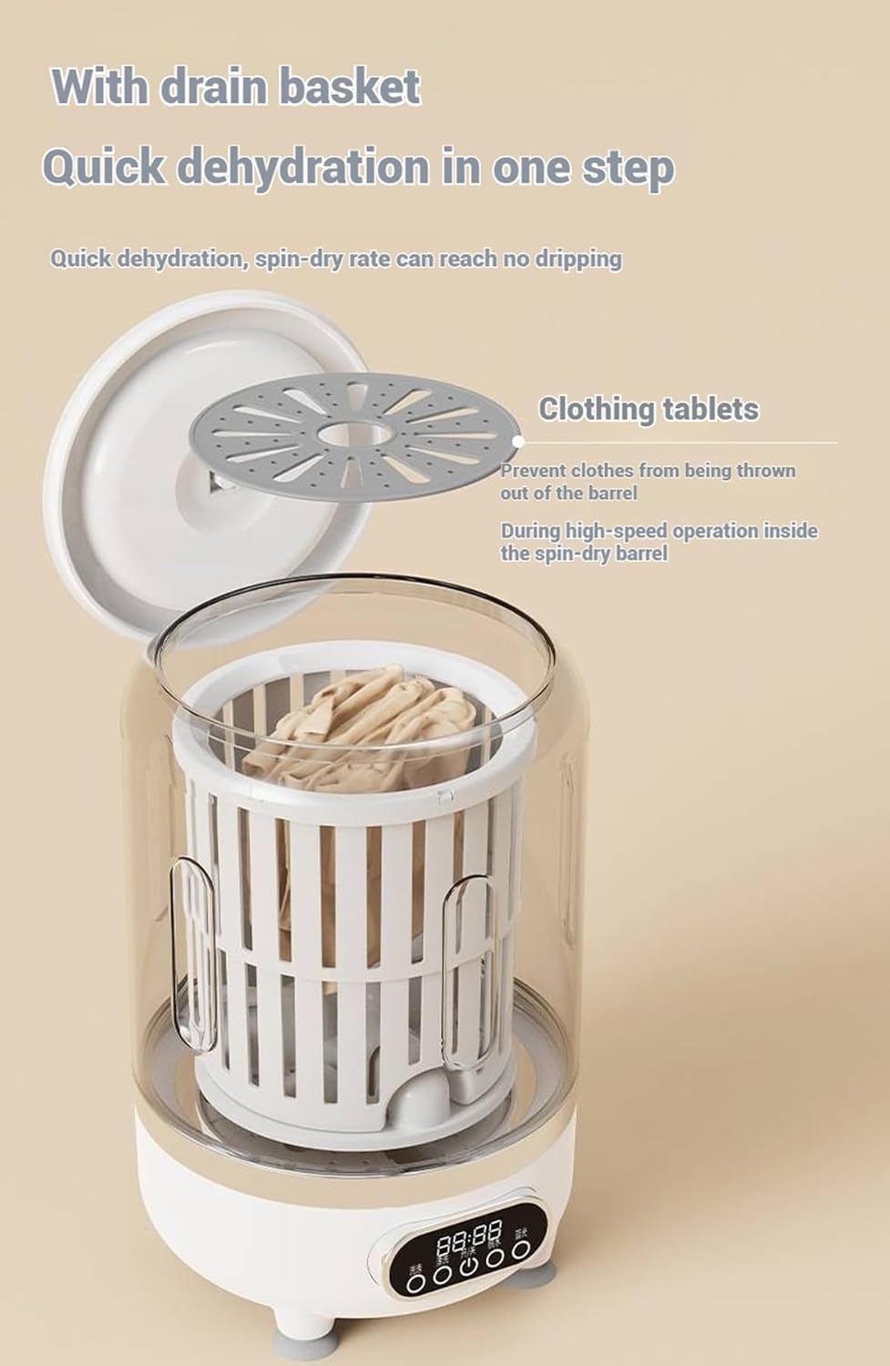 Portable Washer 3-in-1 Wash, Rinse, Washer Rotating Basket Ideals for Cleaning Underwear, Socks, And Lightweight Garments (green)