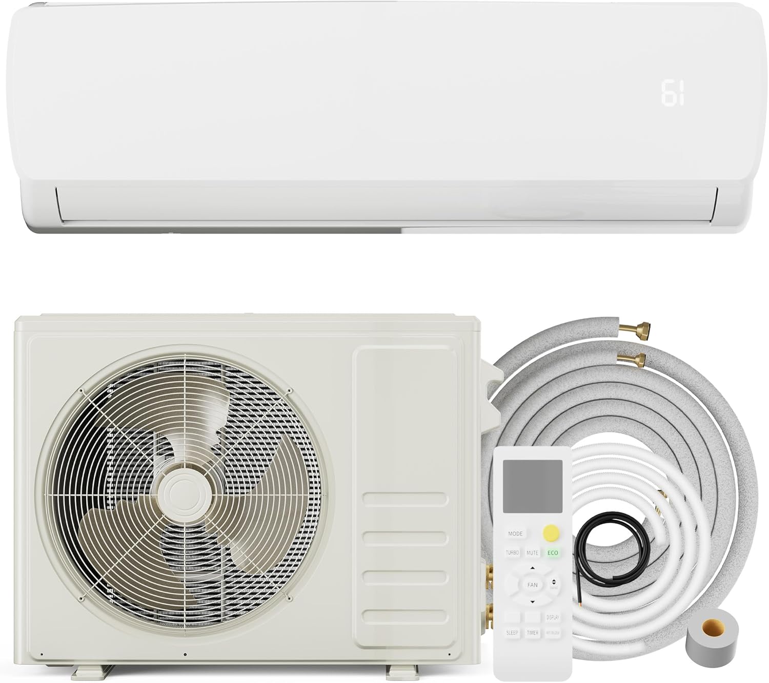 Uthfy 1800BTU 230V Mini Split AC/Heating System, Energy Efficent Ductless Inverter Air Conditioner,Pre-charged Condenser, Heat Pump,1.5 Ton,Cool Up to 1250sq.ft,19 SEER 2,Installtion Kits Included