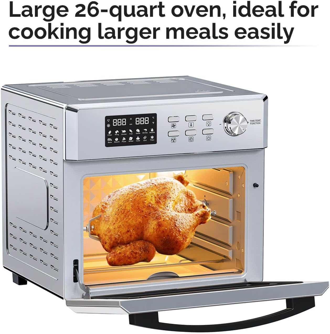 MOI 1700W Air Fryer Toaster Oven - Convection Toaster Oven Air Fryer Combo with 12 Presets - Countertop Ovens for Baking & Frying with Digital Display, Dual Heating, Rotisserie & Dehydrate Function
