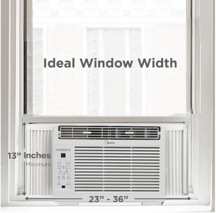 Midea 6,000 BTU 115V Window Air Conditioner w/Comfort Sense Remote, up to 250 Sq. ft., White, Cooling Modes: Cool, Dehumidify, Ventilate - MAW06R1WWT-T