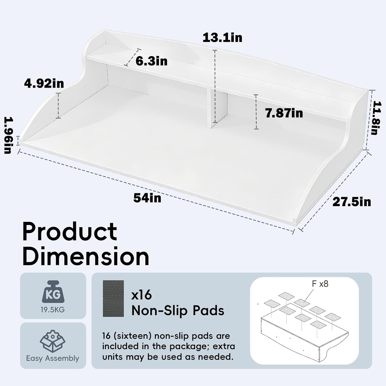 2-Tier Washer Dryer Countertop, Laundry Countertop with Edge Rails, Universal Fit 54