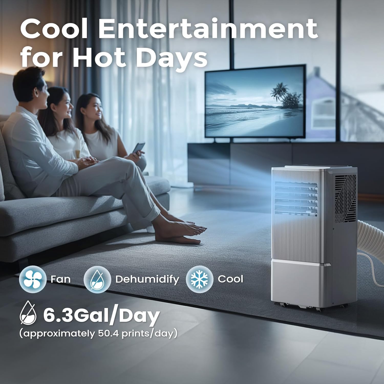 Air Choice Portable Air Conditioners, 8000 BTU Air Conditioner for Room Up to 350 Sq.Ft, 24H Timer, 3-in-1 Quiet AC Unit with Remote Control & Digital Display, Window Kit Included, Metallic Grey