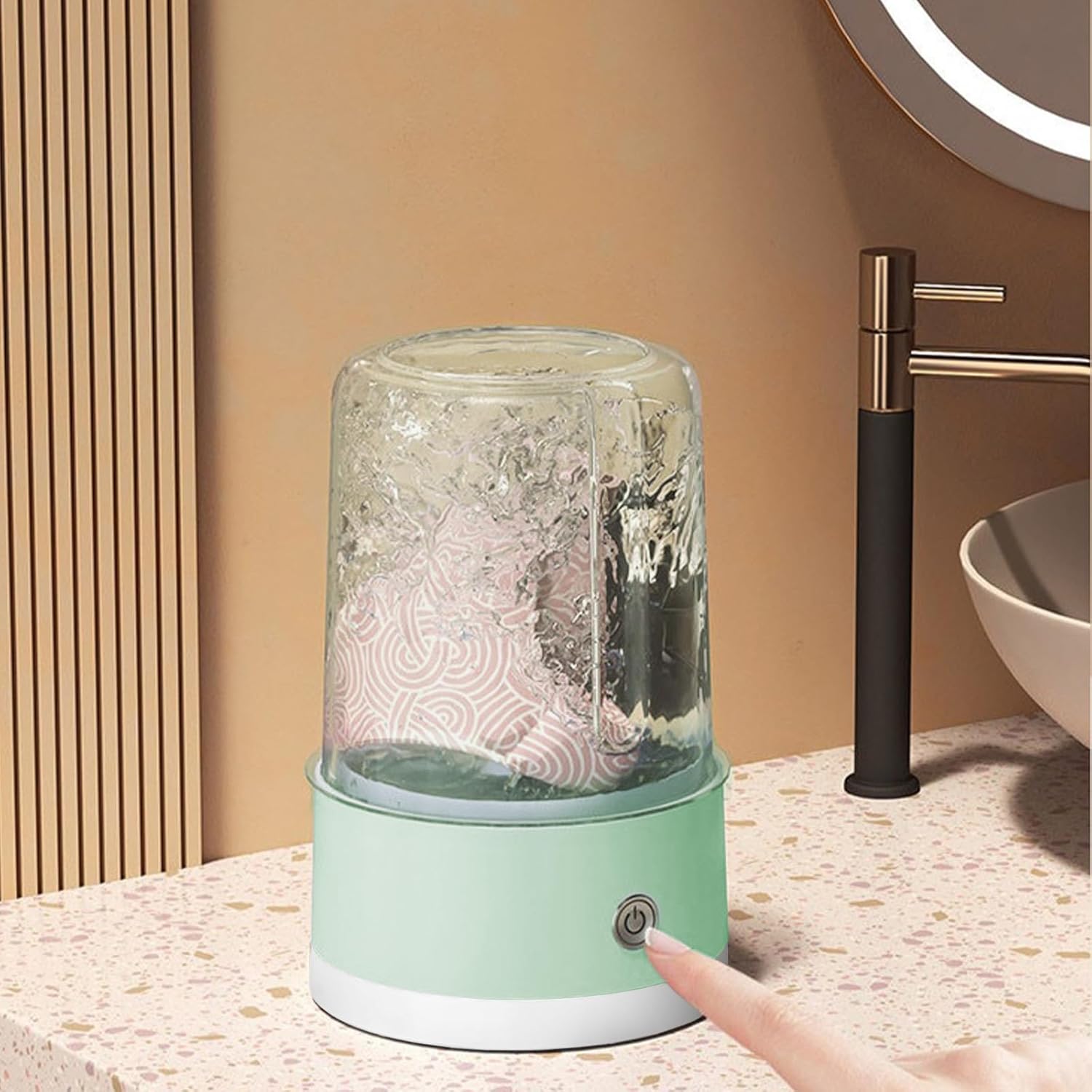 Portable Rechargeable Cordless Mini Washing Machine, Underwear Washing Machine, 4000mAh, 1L Capacity, Compact Quiet Mini Fully Automatic Washing Machine for Bras, Underwear & Socks (Green)