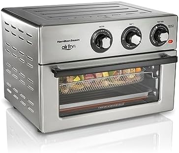 Hamilton Beach Toaster Oven Air Fryer Combo, Includes Bake, Broil, and Toast, Fits 12” Pizza, 1800 Watts, 6 Cooking Modes, Stainless Steel