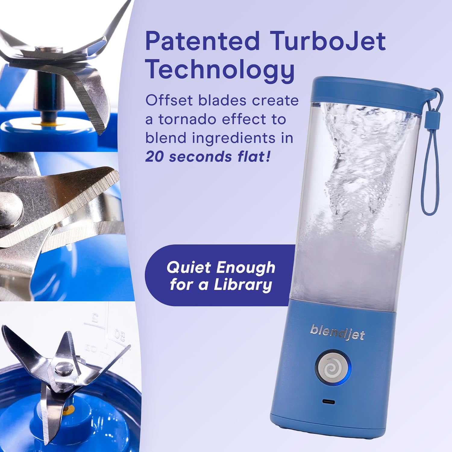 BlendJet Portable Blender for Smoothies & Shakes - 16oz BlendJet 2 Cordless Personal Small Blender, USB-C Rechargeable & Self Cleaning - Mini Travel Blender with Stainless Steel Blade (SB)