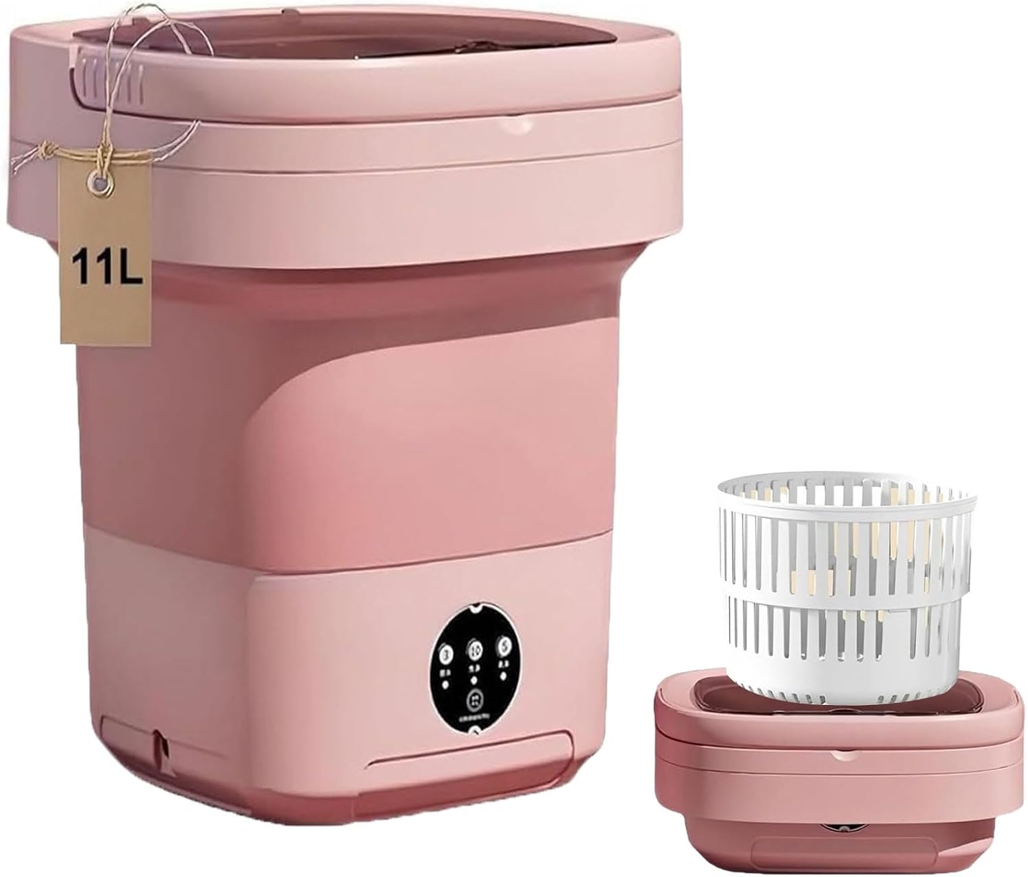 Portable Washer and Dryer 2-In-1, Mini Washing Machine with Spin Dryer Basket and 3 Wash Modes & 11L Capacity for Apartment, Dorm, Rv, Travel Compact for Small Loads & Easy Storage(Pink)