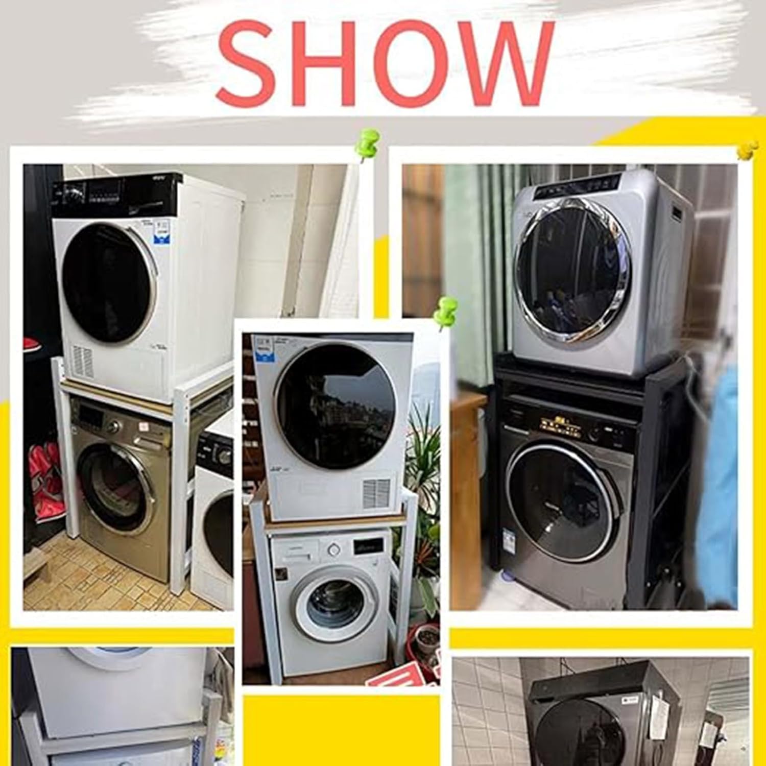 Stackable Washing Machine and Dryer Cabinet Kit - Compact Laundry Appliance Storage Solution for Space-Saving Laundry Organization and Efficiency