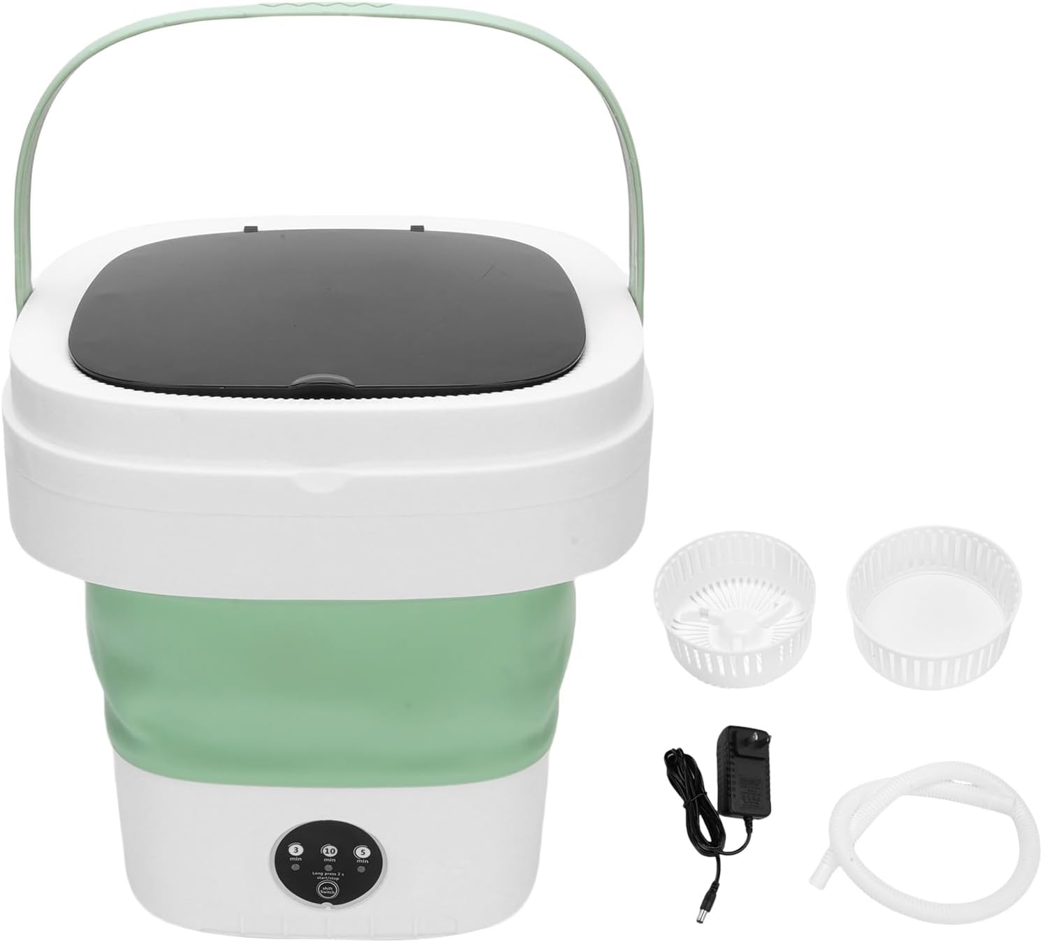 Asixxsix Portable Washing Machine, Foldable Laundry Machine with 3 Cleaning Modes, Collapsible Mini Washer for Small Clothes, for Travel, Apartment, Home, Hotel and camping (Green)