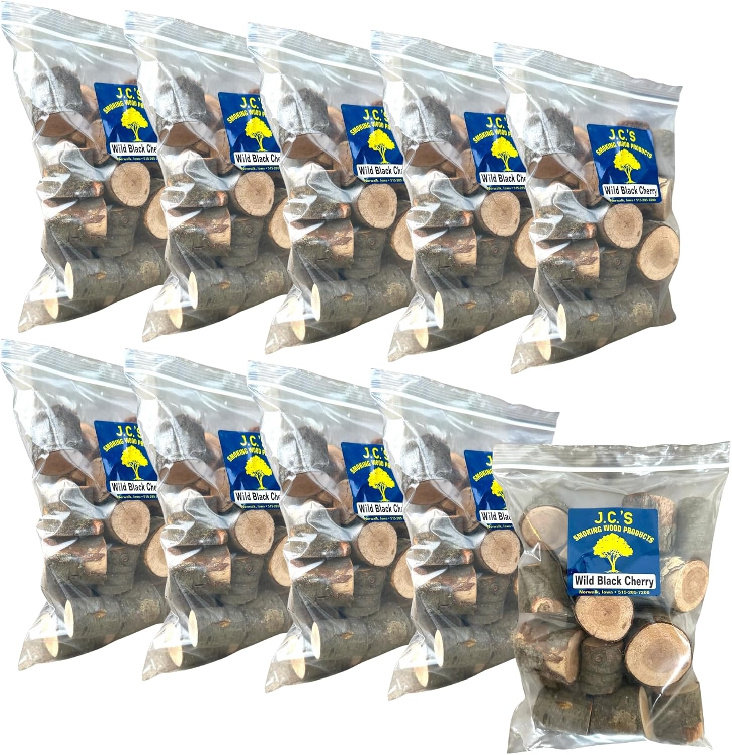 J.C.'s Smoking Wood Chunks - Gallon Sized Bag - Wild Black Cherry 10PK