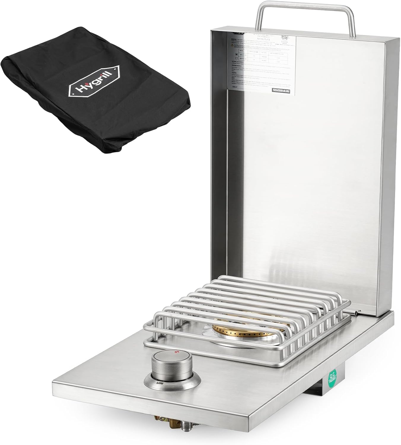 Hygrill Single Grilling Side Burners for Outdoor Kitchen, 304 Stainless Steel, Built-in Side Burner for Natural Gas