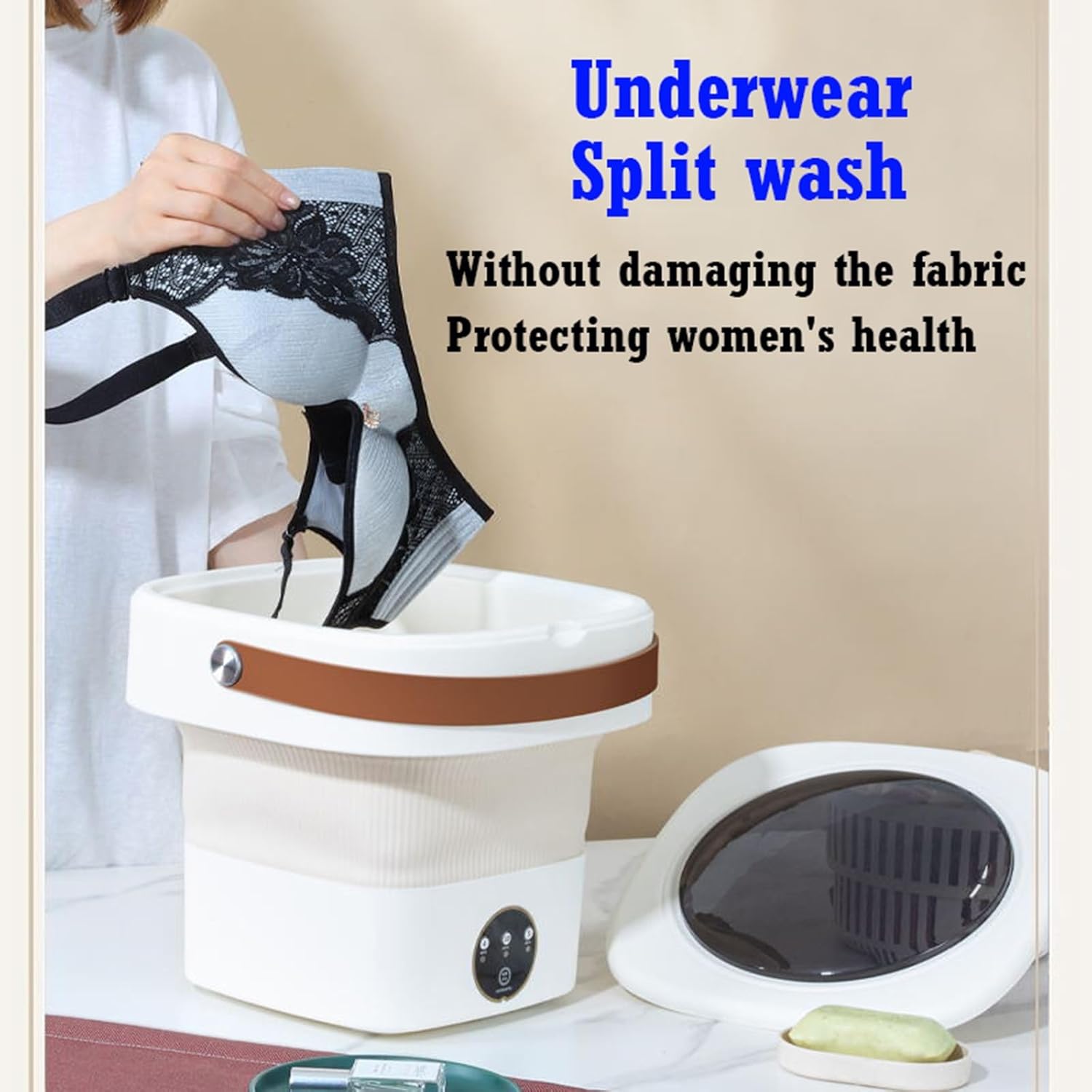 Portable Washing Machine, Mini Washer and Spin Dryer with Deep Cleaning of Underwear, Baby Clothes and Small Items, Foldable Small Washer for Dorm,RV, Travel, Laundry,Camping(Yellow)