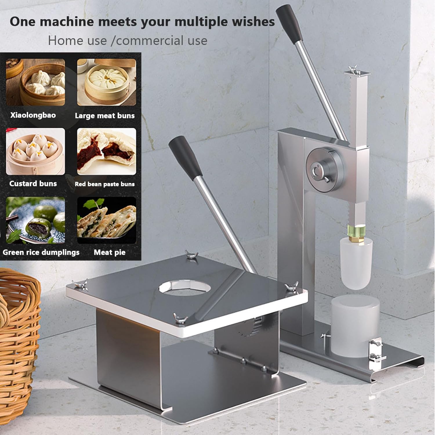 Baozi Maker Machine,Semi Automatic Baozi Making Mold,With Dough Press Machine,Closing Machine And 3*Molds,for Cooking Delicious Baozi