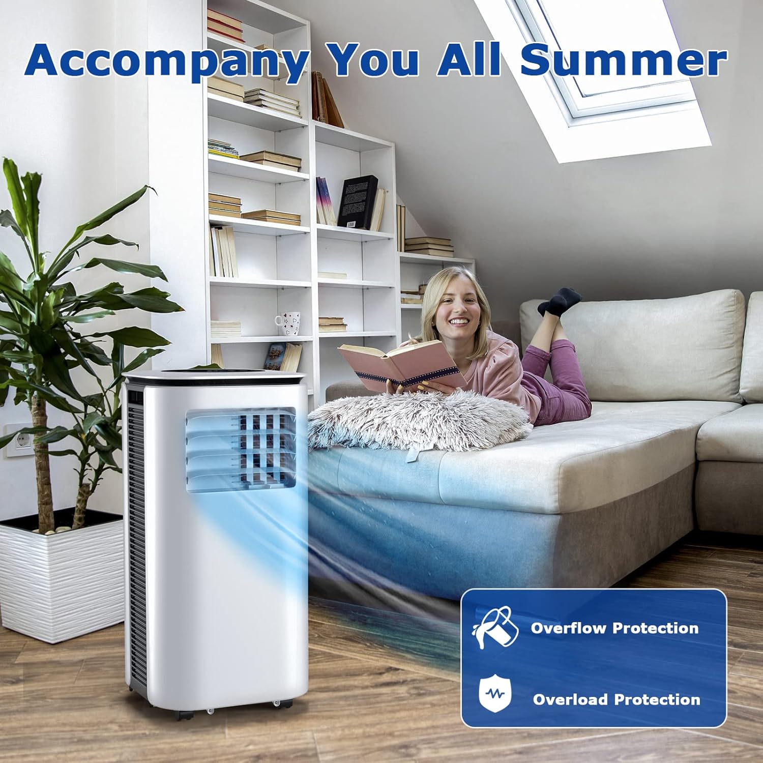 ARLIME Portable Air Conditioners 9000 BTU Cools up to 350 Sq. Ft., Portable AC Unit with Remote Control, Floor Air Conditioner with Window Kit For Room, Office, Dorm, Bedroom
