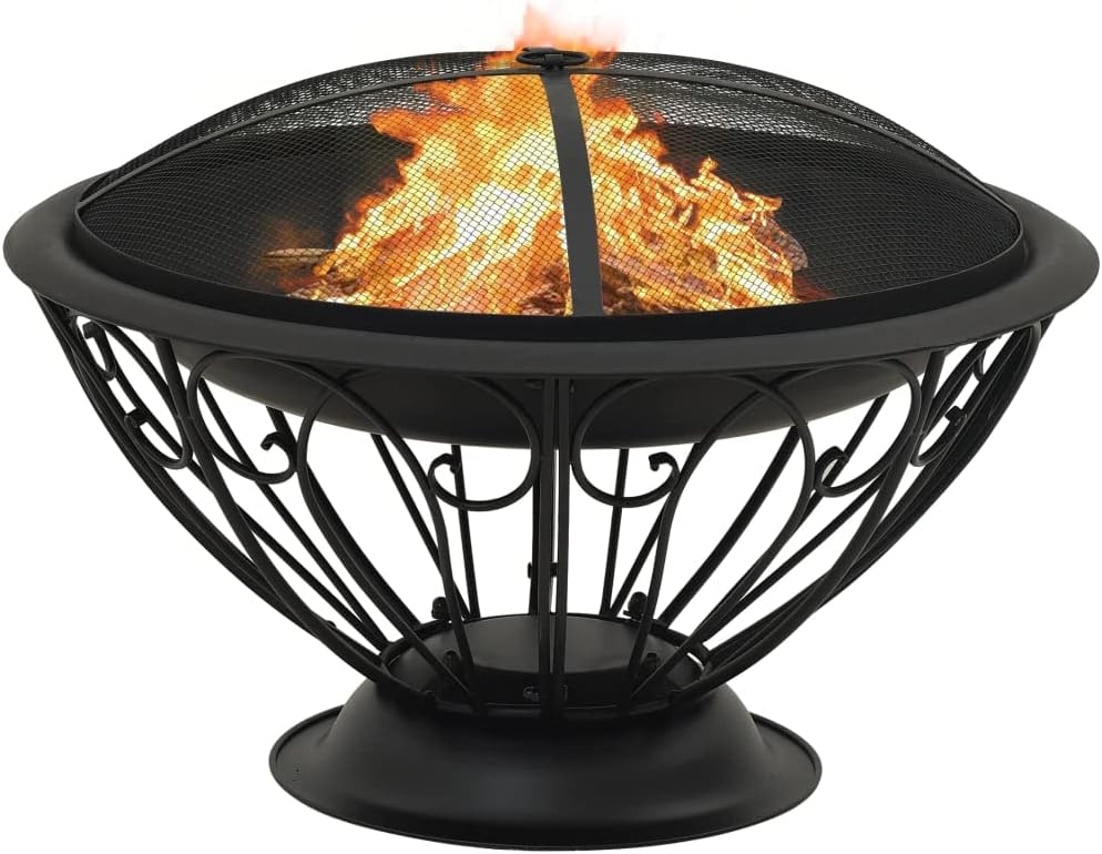 Steel Outdoor Fire Pit, Patio Wood Burning Grill for Patio Backyard Garden Beach Camping Picnic,Fire Pit w/Poker 29.5
