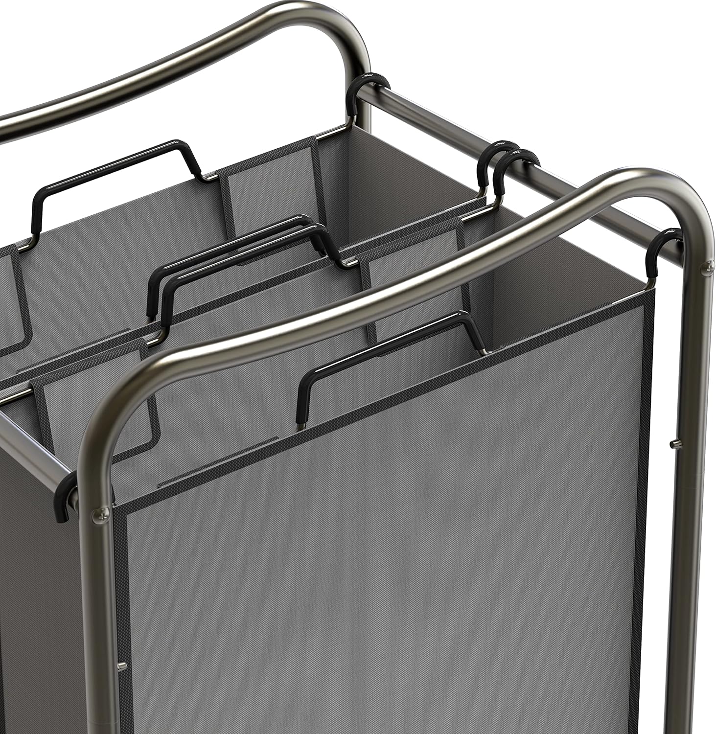 Simple Houseware 2-Bag Heavy Duty Rolling Laundry Sorter Cart, Dark Gray – 2 Section Removable Bags and Lockable Wheels for Laundry Room Organization