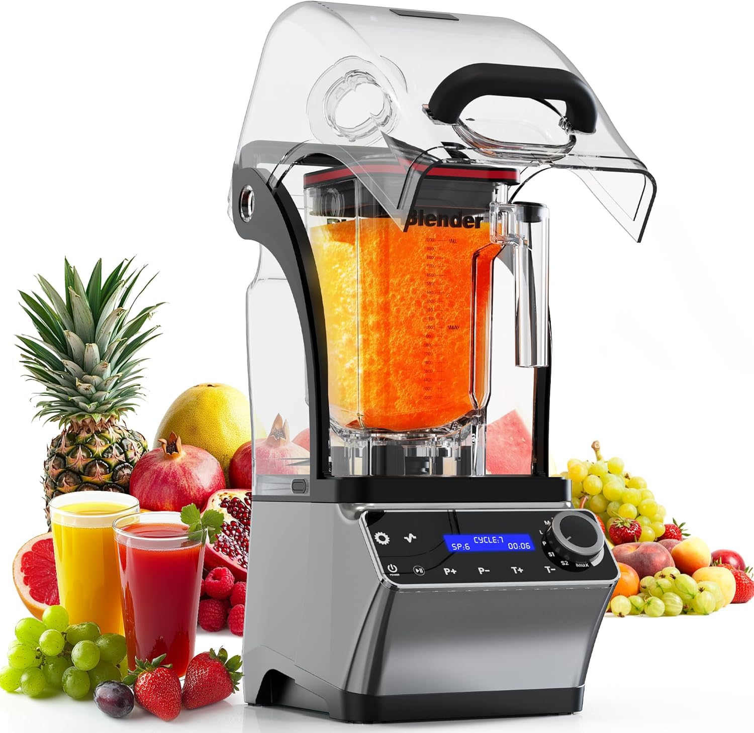 WantJoin Commercial Blender - 68 oz Quiet Commercial Blender for Smoothies with Sound Enclosure, 2200W Upgraded Copper Motor, 30000RPM, 7 Speeds, Blenders for Frozen Drinks, Juice, Soup