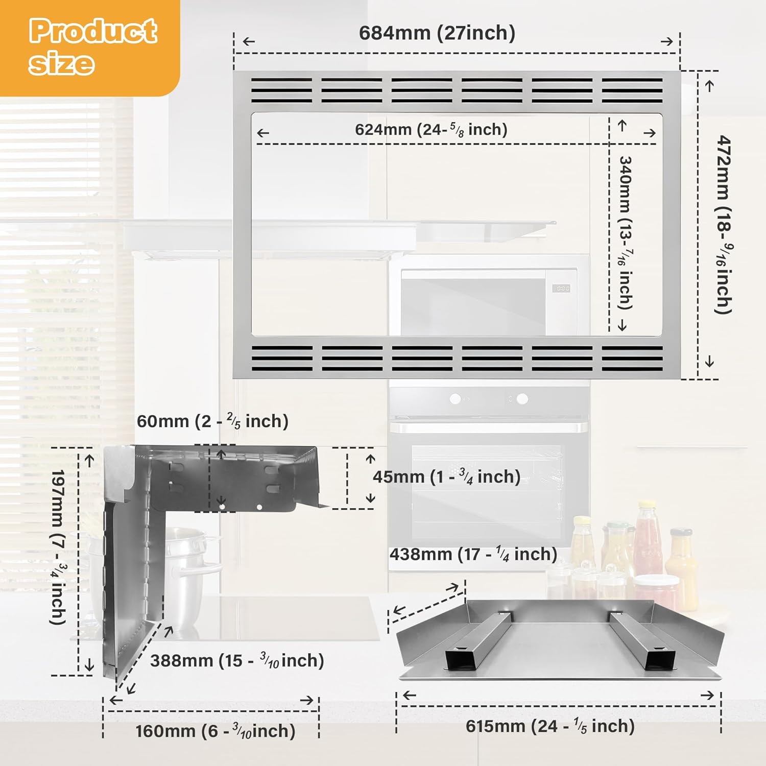 27-inch Microwave Trim Kit for Panasonic NN-TK922SS Microwave Oven，Compatible with Panasonic NN-SD975S, NN-SD997S, NN-SN975S, NN-SN973S, NN-SN965S, NN-SN966S, NN-SE985S, NN-SN97JS, NN-SN97HS