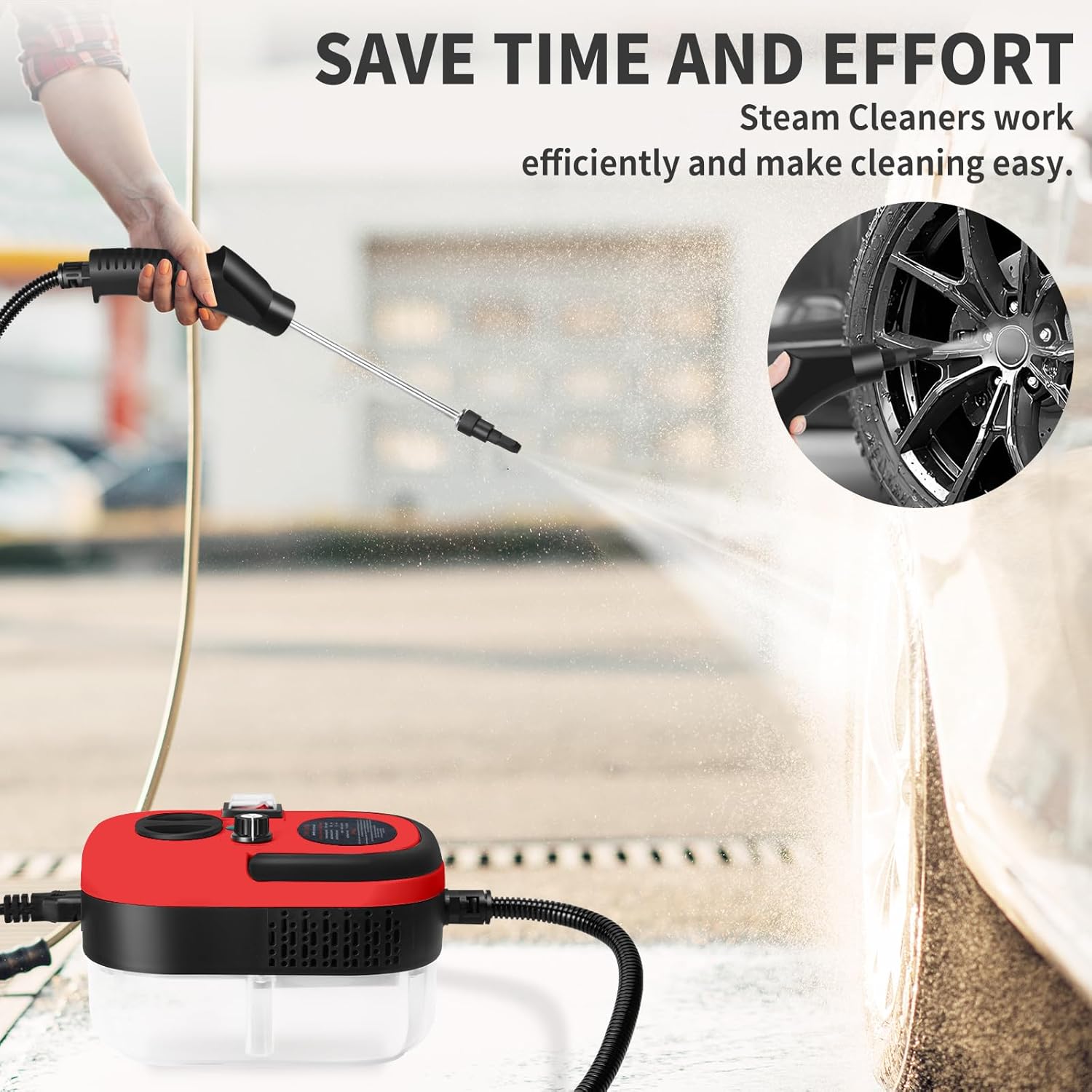 Steam Cleaner, 6-gears Adjustable, 15s Heat-Up, 1.29 Quarts Tank, Portable Steamer for Cleaning with 26 pcs Accessories, Steam Cleaner for Home,Dirt, Grease, Grout, Tile,Floor,Couch and Car