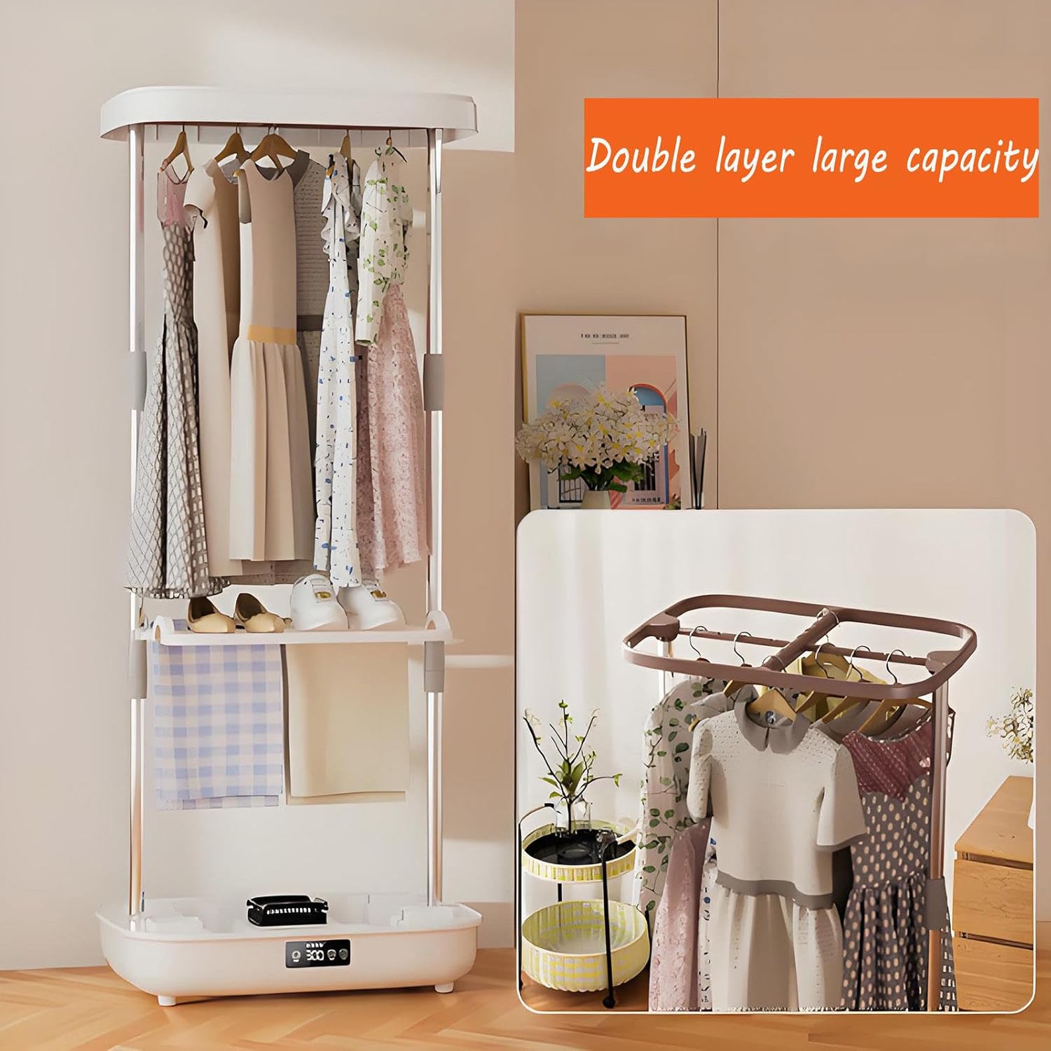 Folding Steam Closet, Mini Secadora De Ropa Portatil 240 Minutes Timer, Spin Dryer for Clothes 900w for clothes and fabrics, quick-dry steam