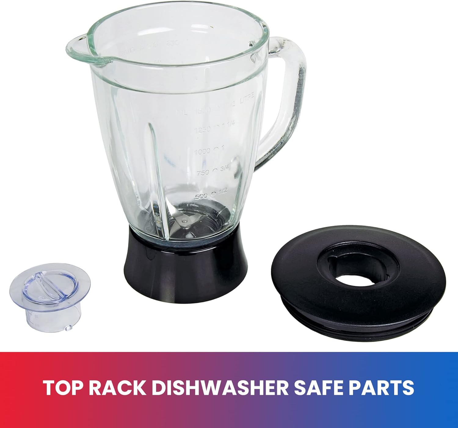 Total Chef Countertop Blender – Electric Mixer for Smoothies, Ice Crush & Pulse Function, Heavy Duty Glass Pitcher licuadora With 6 Speed, Kitchen Appliance, Dishwasher-Safe Jar, Black