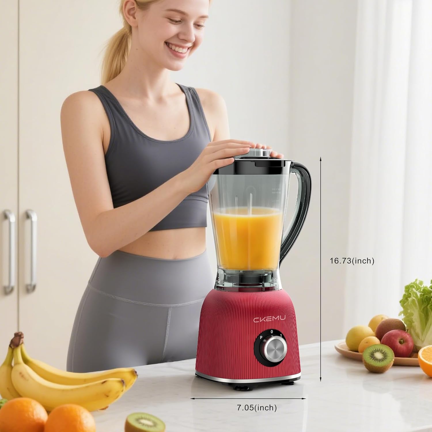 Professional Blender | 8-Cup Big Capacity | Powerful 25,000RPM Motor | Smoothies, Shakes, and Frozen Drinks Blender | BPA-Free & Dishwasher-Safe | Red