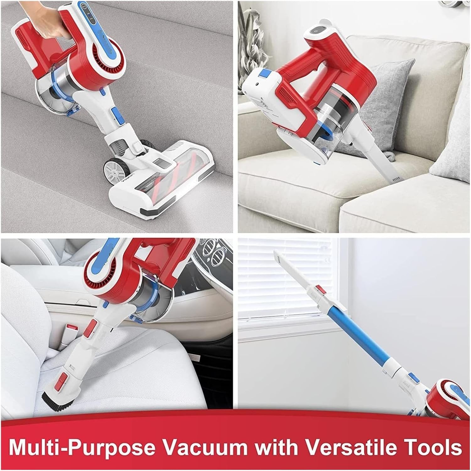Compatible with Poweart V80 Stick Cordless Vacuum Cleaner,30KPa Suction Up to 45min Runtime 8-in-1 for Hardwood Floor/Home Cleaning Appliances