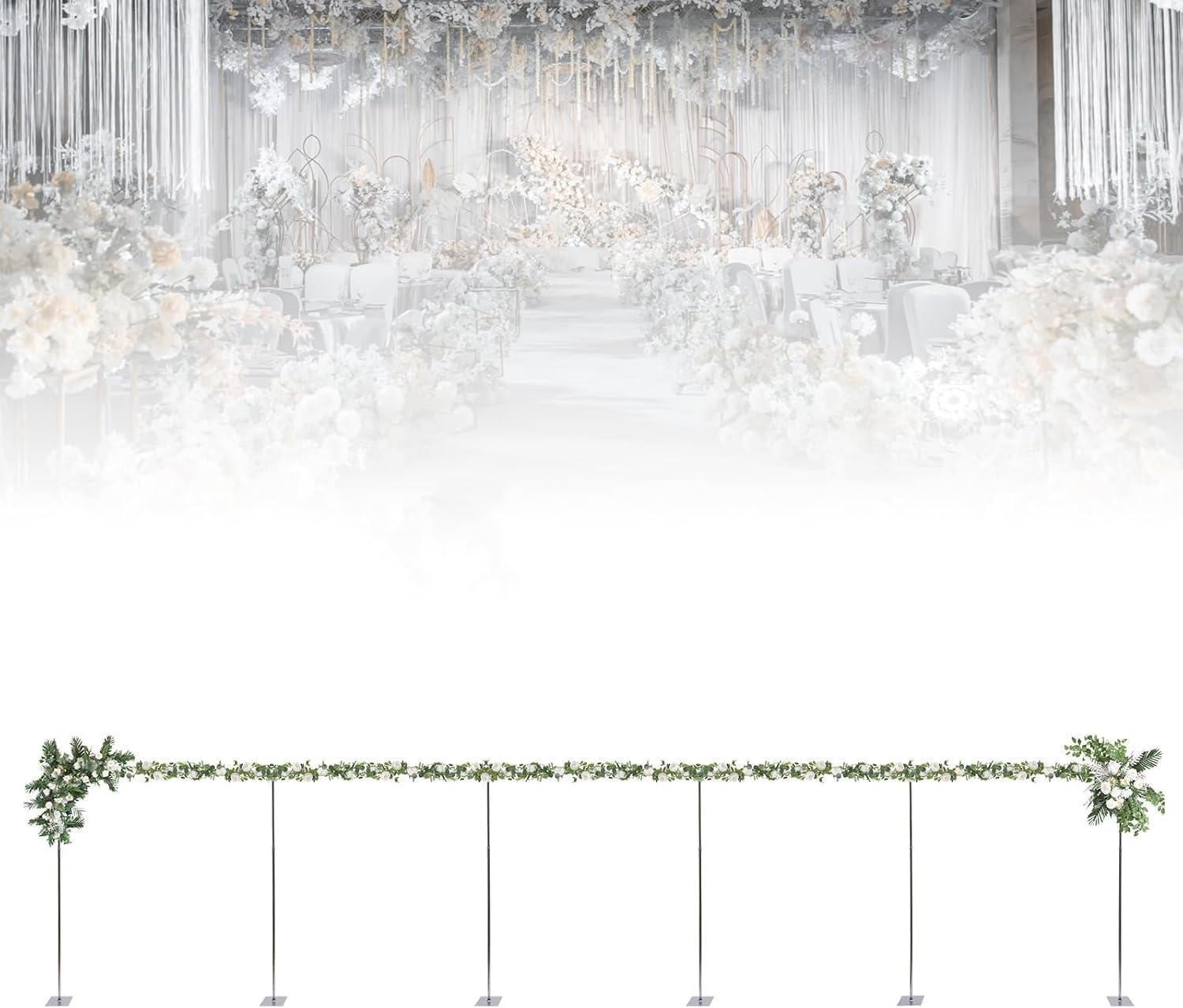 Backdrop Stand Pipe Kit,10'x50' Backdrop Stand Pipe Kit,Background Support System Curtain Frame，Used to Decorate Your Party, Wedding, Christmas
