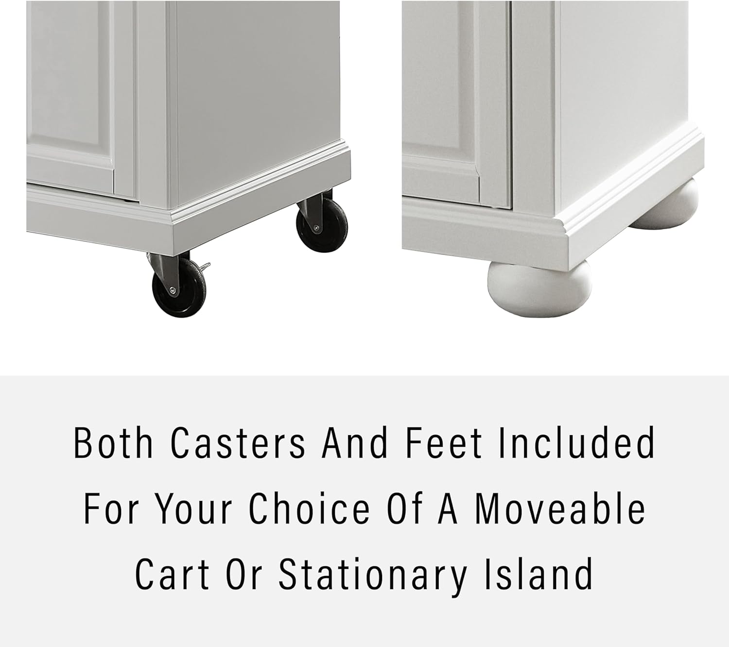 Crosley Furniture Alexandria Granite Top Small Portable Rolling Kitchen Island Storage Cart, Microwave Stand, White