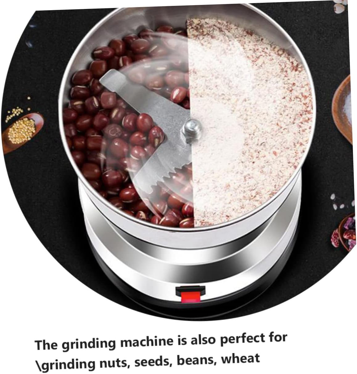 BESTYASH Stainless Steel Household Grinding Machine for Spices and Grains Ultra-Fine Powder Mill Compact Design for Home Use Silver