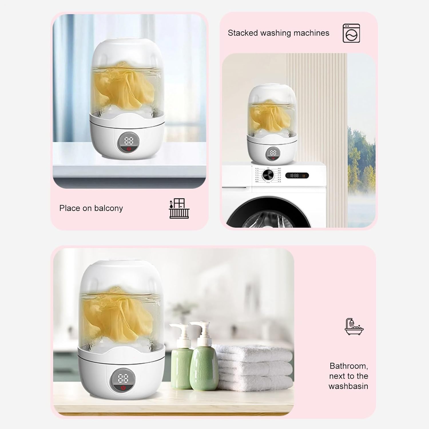 Portable Mini Washing Machine – Electric Washer, Compact Cleaner | Rechargeable Laundry Device, Underwear Cup Tool, Space-Saving Utility use for Apartments Dormitories Camping Tiny Rooms Travel