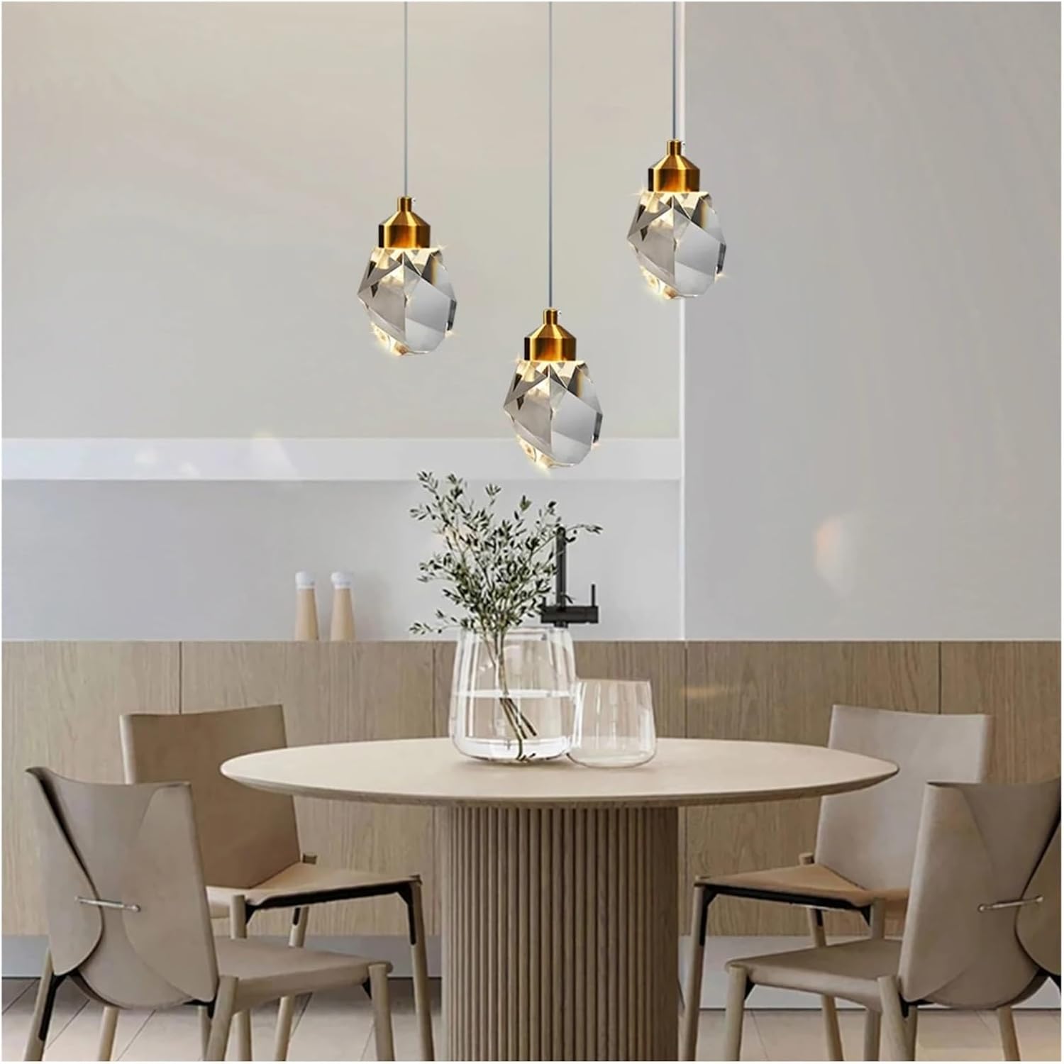 1-3-5 Head Pendant with Big Crystal Ball for Bedroom Living Home Decor Glod Base Chandelier Nordic LED Lighting Interior Lamp,Household