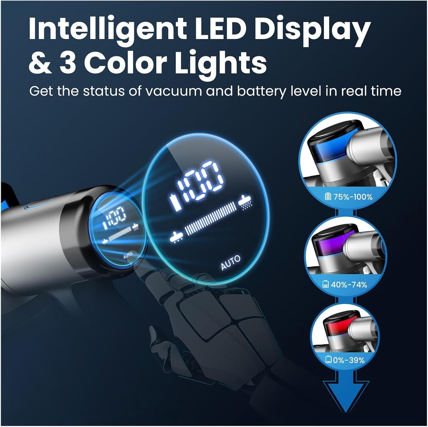 Compatible with INSE,S9X Cordless Vacuum Cleaner,400W 45Kpa Suction 55min Runtime Stick Vacuum for Hardwood Floor/Carpet Home Cleaning(S9X Blue)