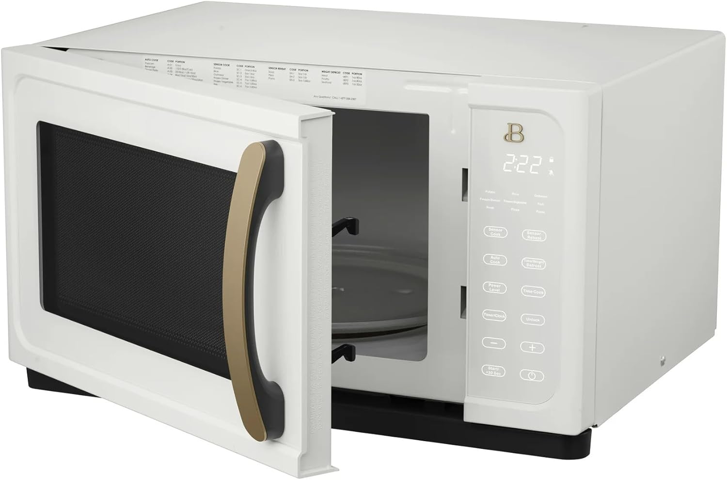 Beautiful 1.1 Cu Ft 1000W Sensor Microwave Oven Compact Countertop with Smart Sensor Cooking, 10 Power Levels & Easy Clean Interior – Perfect for Quick Meals, Office & Holiday Hosting