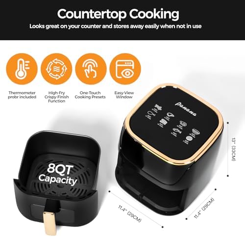 Panana Air Fryer, 8QT Large Capacity Air Fryer, Oilless Healty Cooker Airfryer Oven with 8 Presets, 1500W Air Fryers for Quick Meal, Home Use