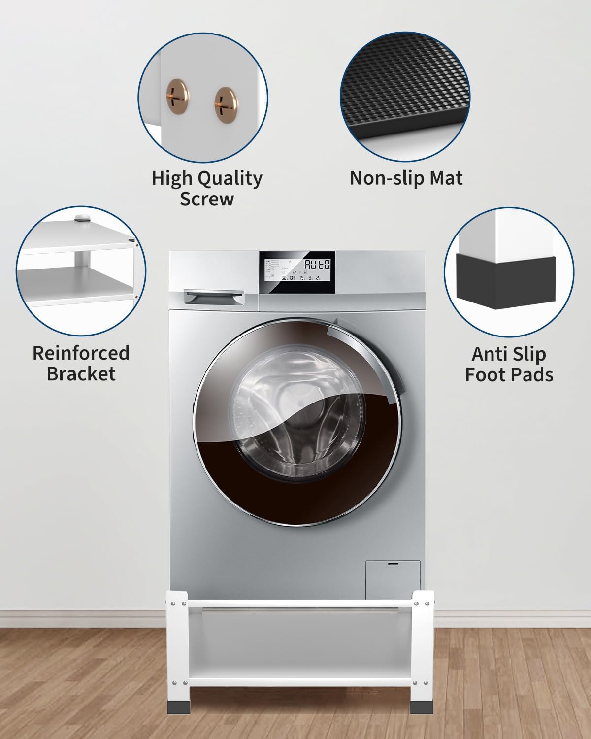 Washer Dryer Laundry Pedestals Base with Storage Shelf, Washer and Dryer Stand Universal Platform, 28.3