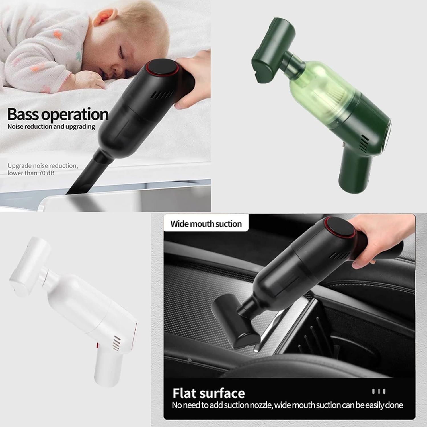 Car Vacuum Cleaner Handheld Mini Vacuum Portable Car Accessory Car Cleaning Kit, Car Vacuum Cleaner with Double Filtration System,White