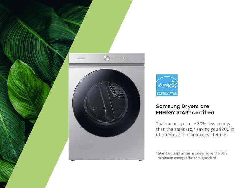 Samsung Bespoke 7.6 Cu. Ft. Silver Steel Ultra Capacity Gas Dryer With Super Speed Dry And AI Smart Dial