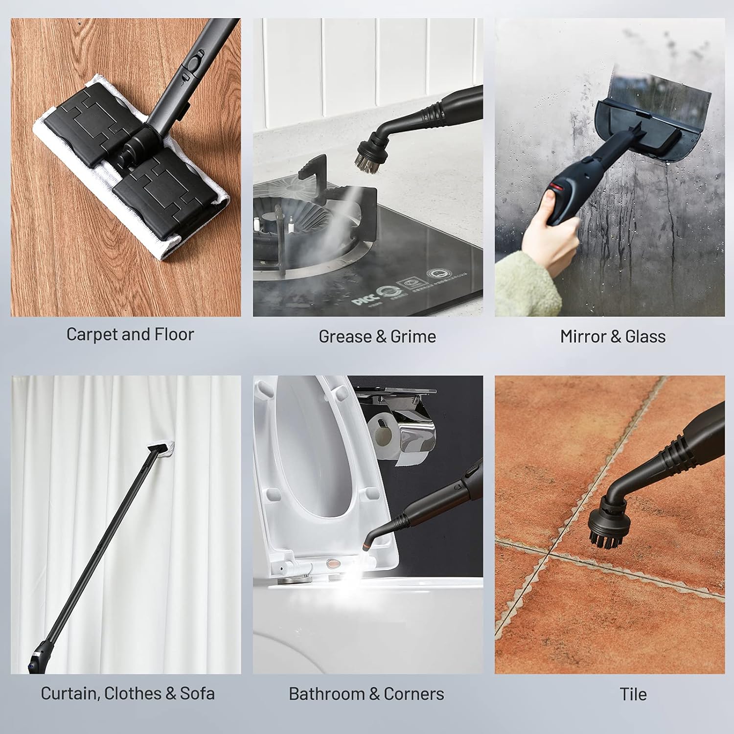 ARLIME Steam Cleaner, Multi-Purpose Household Rolling Steamer w/ 19 Accessories, 1.5L Tank & 13ft Power Cord, Pressurized Steam Cleaning Machine for Floors, Carpets, Windows, Kitchen, Bathroom, Red