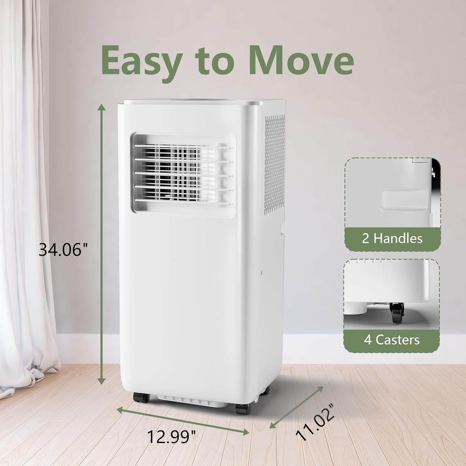 8000BTU Portable Air Conditioner, 3-in-1 Remote Control AC with 24-Hour Timer, Cools Up to 350 Sq. Ft. Inside Air Conditioner with Sleep Mode, Window Kit