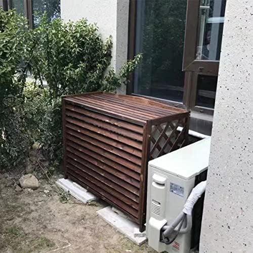 Cover for Outdoor Fence Air Conditioner Cover, Wooden Privacy Air Conditioner Fence Screen, Solid Wood Air Conditioner Flower Rack Shutters, Protective Air Conditioning Grilles, Water Proof