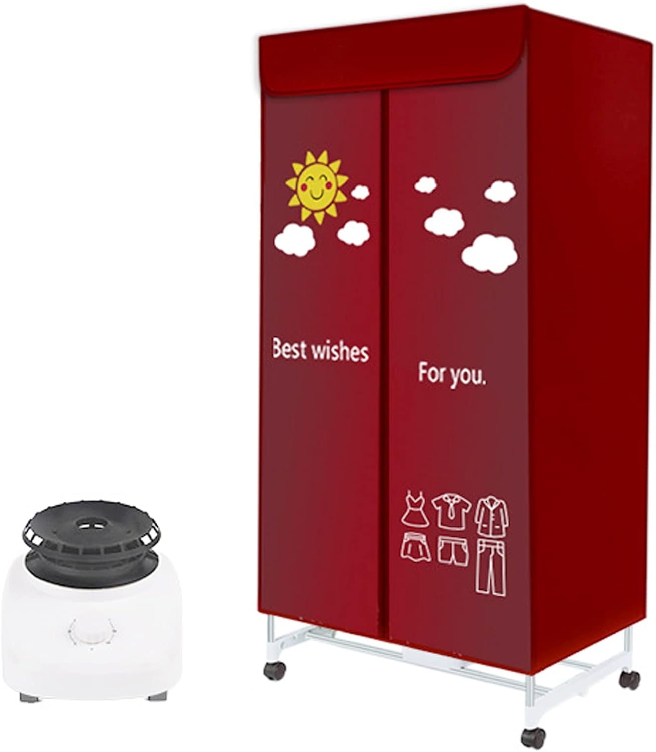 1000W Electric Heated Clothes Airer Dryer Rack Home Portable Laundry Dryer Machine Standing Electric Clothes Drying Rack， Double Layer， Overheating Protection,C