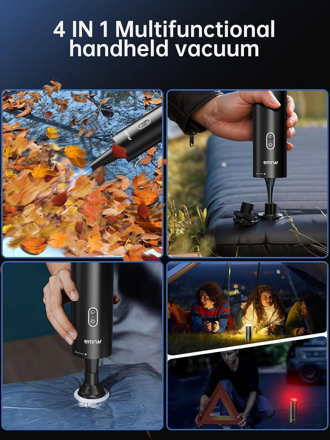 ruwa Car Vacuum Cleaner Handheld Vacuum Cordless, Rechargeable 14,000PA High-Power with 2 Speeds, 300ml Dust Cup, Lightweight, Portable Mini Vacuum for Car, Home, Pet Hair (Black)