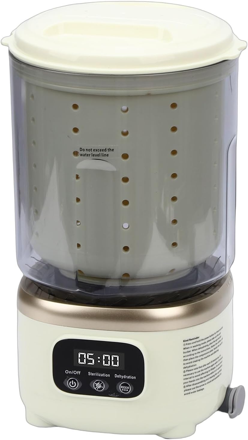 Portable Washing Machine 2L Spin Dry Rechargeable Cordless Mini Underwear Laundry Washer for Travel Apartment Dorm (Beige)