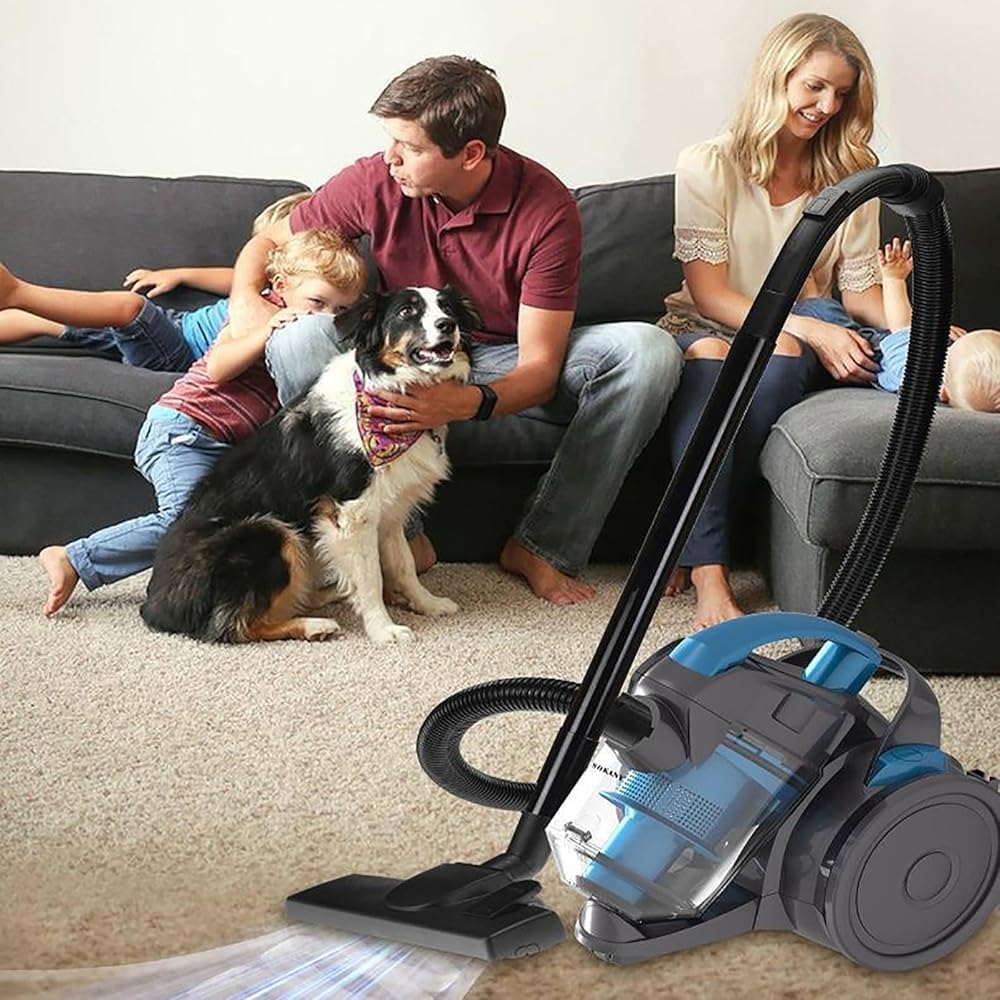Powerful Bagless Cylinder Vacuum Cleaner with 4-Stage HEPA Filter 1.5L Canister, 5m Cord for Effortless Dust Removal (Compact Size: 37.5x25.5x27.5cm)
