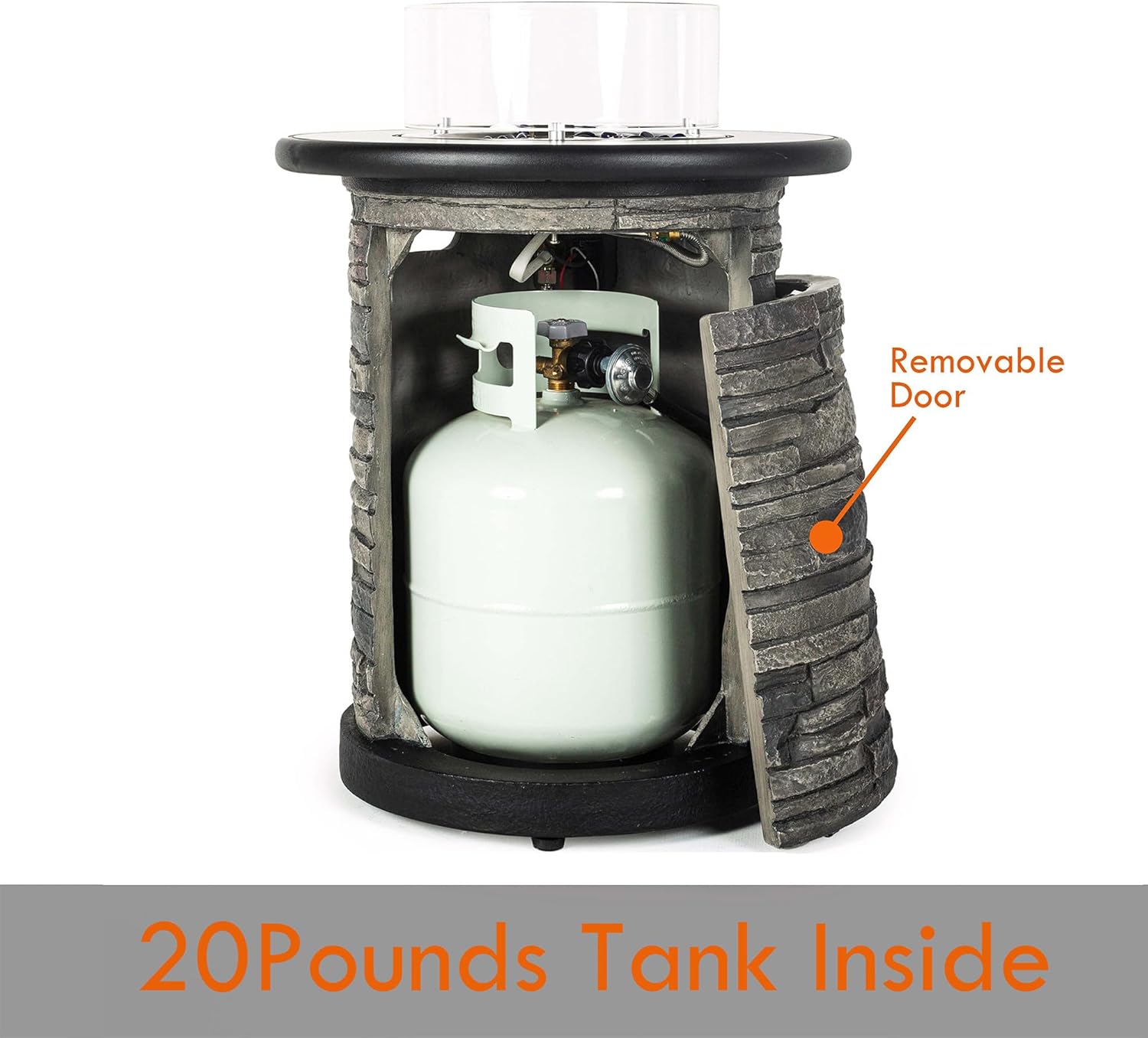 Outdoor Propane Fire Pit Table, Round Porcelain Tile Top 22