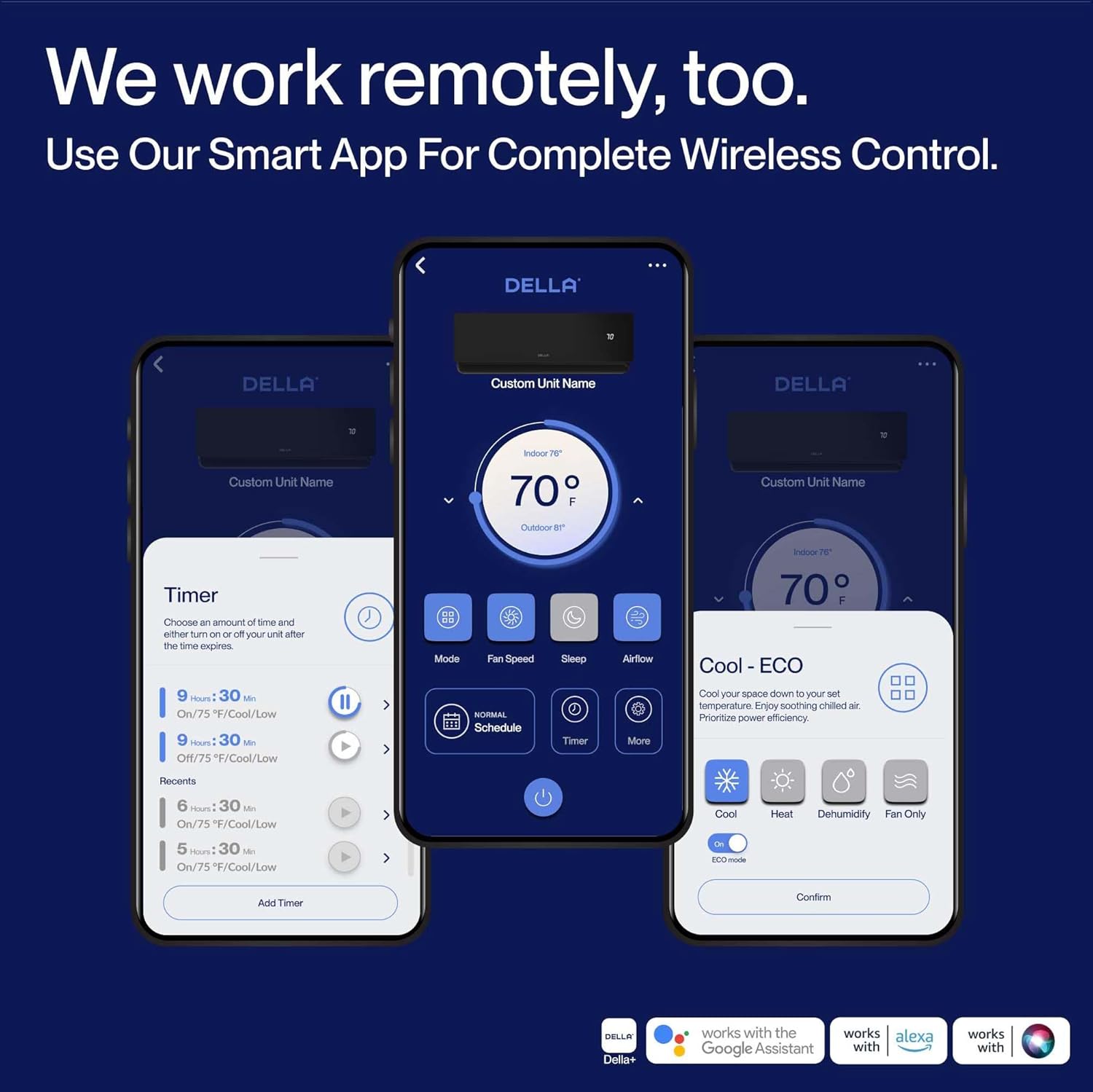 DELLA Umbra Series 18000 BTU Energy Saving Mini Split Work with Alexa 19 SEER2 Cools Up to 1000 Sq.Ft Split AC & 1.5 Ton Heat Pump Ductless Pre-Charged Inverter System