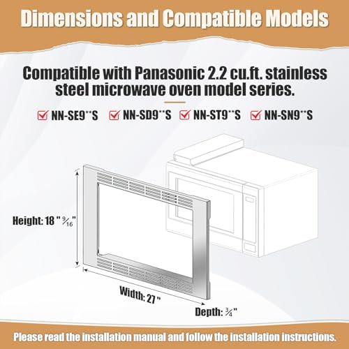 NN-TK922SS 27-inch Trim Kit for Use with Panasonic Microwave Ovens, for 2.2 Cubic Feet Microwave Oven, Built-in Stainless Steel 27