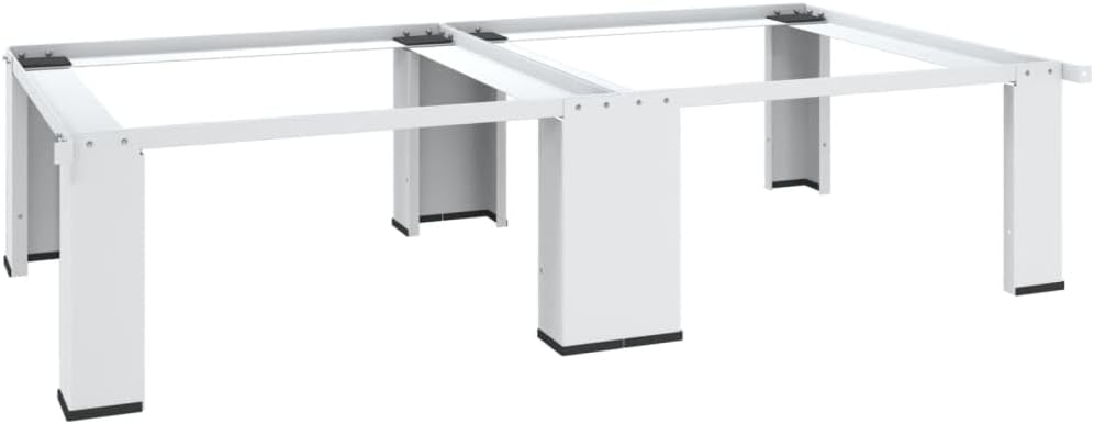 vidaXL Sturdy Steel Washing Machine Pedestal with Pull-Out Shelf, Universal Fit for Standard Machines, Floor Protection Rubberised Feet, White.