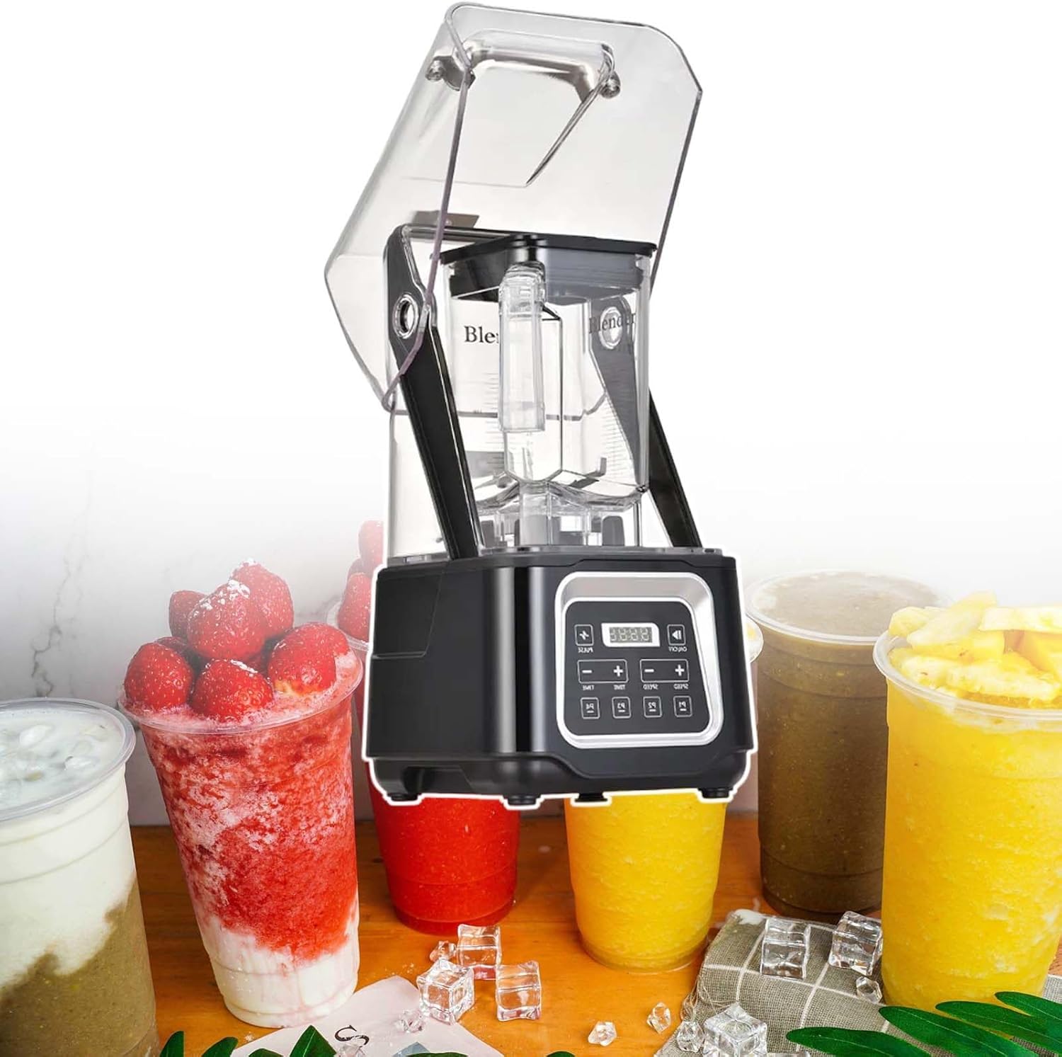 Countertop Blender With Silent Cover,Adjustable Speed/Time,1.5L Cup With Engraved Scale,Removable Cup And Noise-Reducing Cover