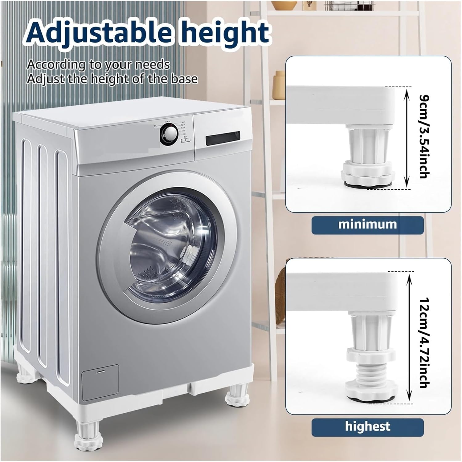 Washing Machine Stand Anti Vibration Feet Pads Movable Appliance Stand Laundry Pedestal Washing Machine Base Furniture Pad